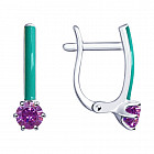 Серьги из серебра с эмалью и фианитами