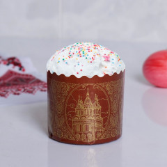 Форма бумажная для кулича «Храм золотой»