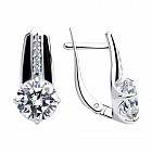 Серьги из серебра с эмалью и фианитами