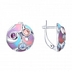 Серьги из серебра с эмалью и фианитами