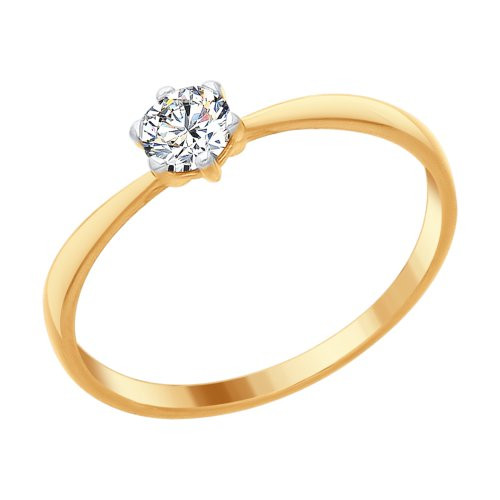 Кольцо из золочёного серебра со Swarovski Zirconia | SOKOLOV