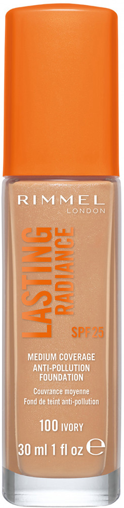 Крем тональный для лица «Medium Coverage Anti-Pollution Foundation» SPF 25, оттенок 100 Ivory | Lasting Radiance | Rimmel