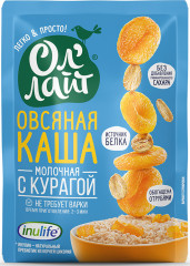 Каша овсяная молочная с курагой