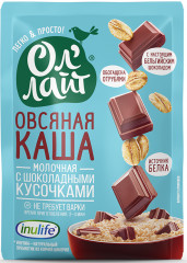 Каша овсяная молочная с шоколадными кусочками