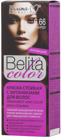 Краска для волос стойкая «Belita-color», оттенок 6.66 Бордо