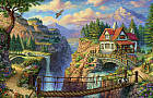 Картина по номерам на холсте «Домик у обрыва»