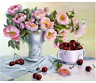 Мозаика алмазная «Букет и вишня»