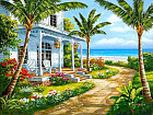 Мозаика алмазная с полным заполнением «Летний домик с террасой»