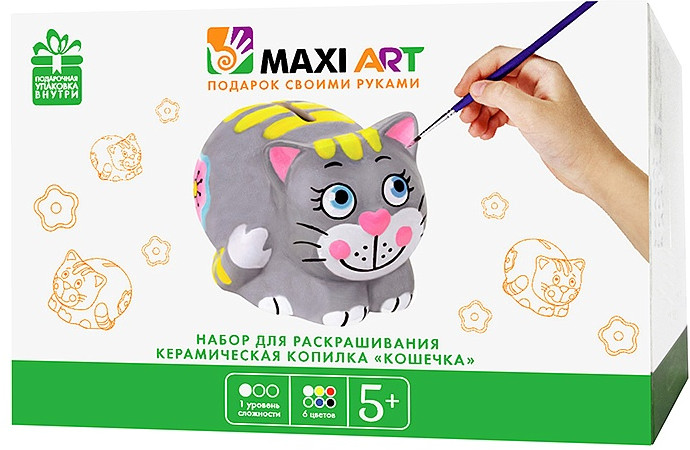 Набор для росписи копилки «Кошечка» | Подарок своими руками | Maxi Art