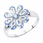 Кольцо из серебра с голубыми фианитами