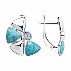 Серьги из серебра с эмалью и фианитами