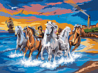 Холст с красками по номерам «Табун лошадей»