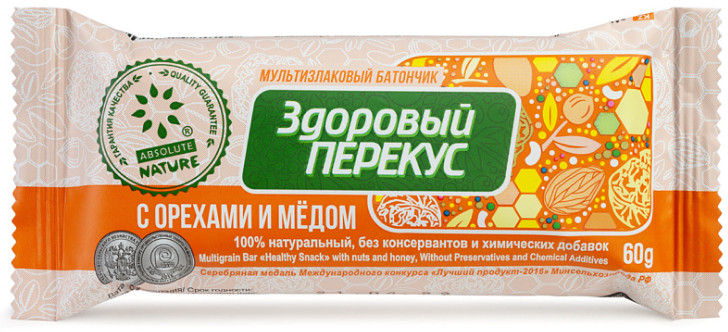 Батончик-мюсли мультизлаковый с орехами и медом «Здоровый перекус» | Диво-Хлеб