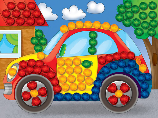 Мозаика из помпонов «Машинка»