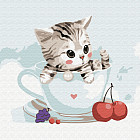 Картина по номерам «Котенок в кружке»