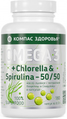 Масло льняное в капсулах «Спирулина и Хлорелла»
