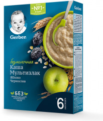 Каша безмолочная с яблоком и черносливом «Мультизлак»
