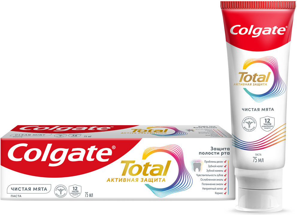 Зубная паста комплексная антибактериальная «Чистая мята» | Total 12 | Colgate