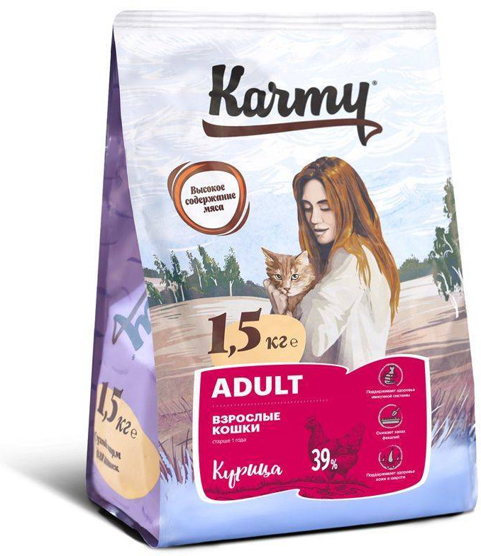 Корм для взрослых кошек с курицей | Karmy