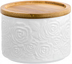 Банка для хранения с деревянной крышкой-подставкой «Розы»