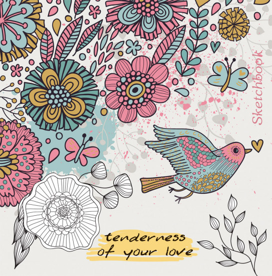 Скетчбук «Птица и цветы»