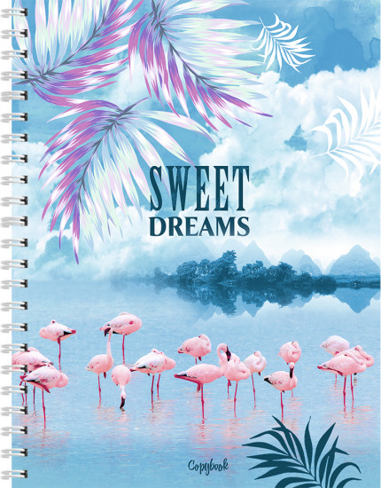 Тетрадь «Розовые фламинго на озере»