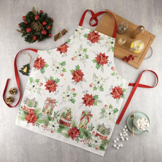 Фартук «Christmas red flowers»