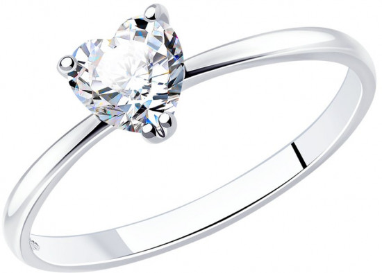 Кольцо помолвочное  из серебра с фианитом