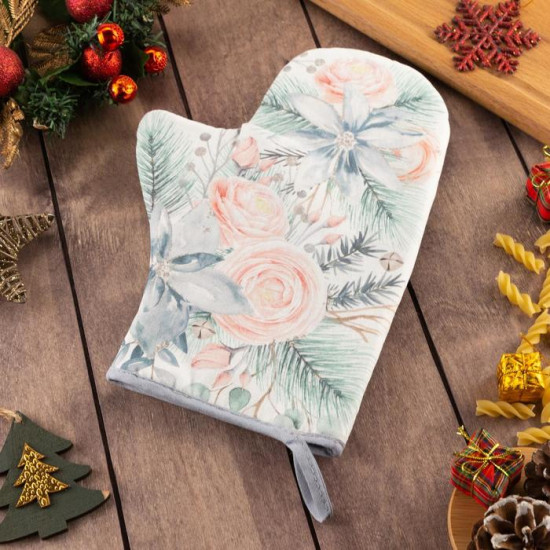 Варежка-прихватка «Christmas flowers»