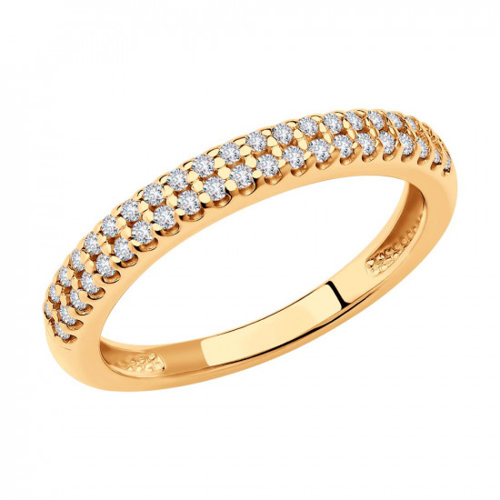 Кольцо из золочёного серебра с фианитами