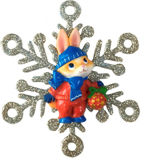 Игрушка ёлочная «Зайка в снежинке»