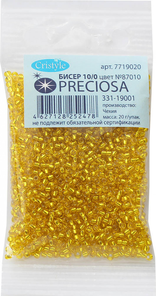 Бисер прозрачный с серебрянным центром | Preciosa