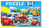 Пазл 3 в 1 «Крутые машины»