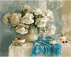 Картина по номерам «Натюрморт с белыми пионами»