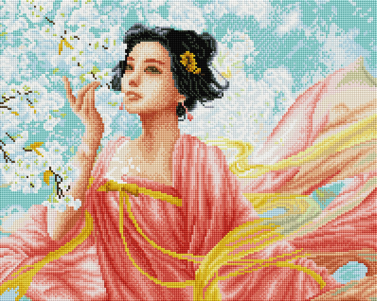 Мозаика алмазная «Девушка и цветущая сакура» | Paintboy