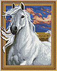 Алмазная мозаика 3D с нанесенной рамкой «Белый рысак»