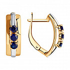 Серьги из золочёного серебра с корундами