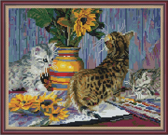 Мозаика алмазная «Котята и искусство»