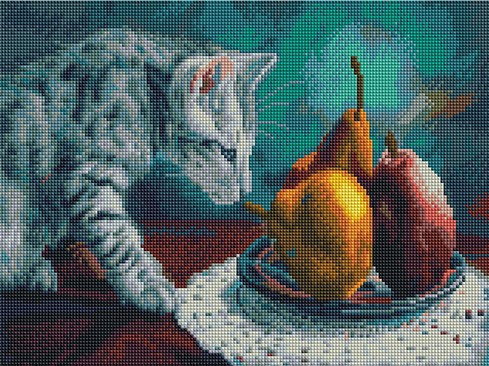 Мозаика алмазная «Котенок и груши»