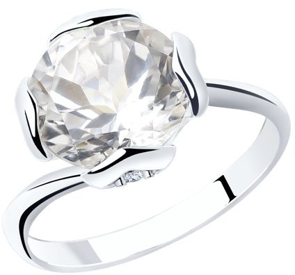 Кольцо из серебра с горным хрусталем и фианитами