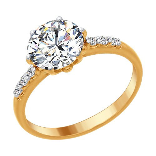 Кольцо из золочёного серебра со Swarovski Zirconia | SOKOLOV
