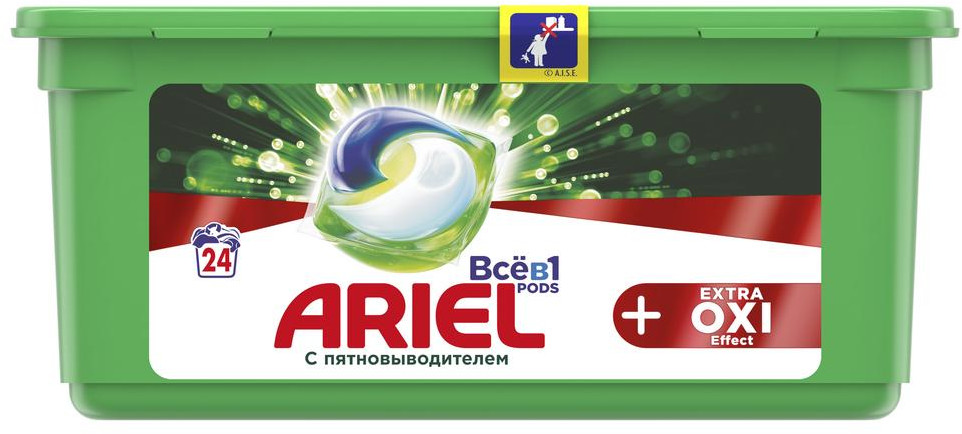 Капсулы для стирки «PODs Всё-в-1 + Extra OXI Effect» | Liquid Capsules | Ariel