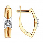 Серьги из золочёного серебра с родированием и бриллиантами