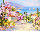 Картина по номерам «Цветущий городок у моря»