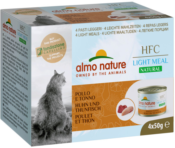 Набор консервов для кошек низкокалорийных с курицей и тунцом | HFC | Almo Nature