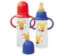 Бутылочка пластиковая, с ручками и латексной соской, 250 мл | Курносики