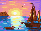 Картина по номерам «Парусник на закате»