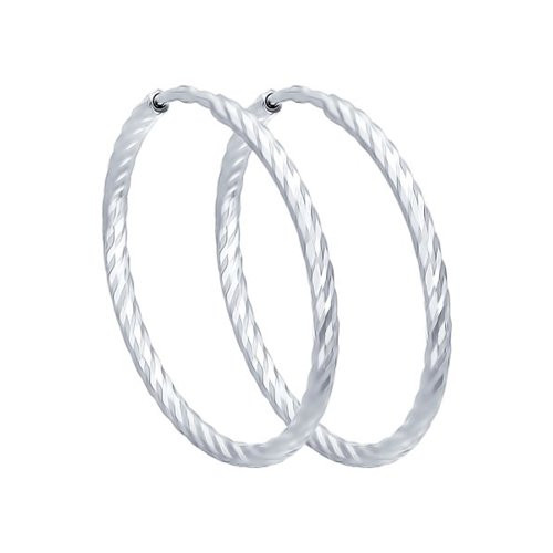 Серьги конго из серебра с алмазной гранью