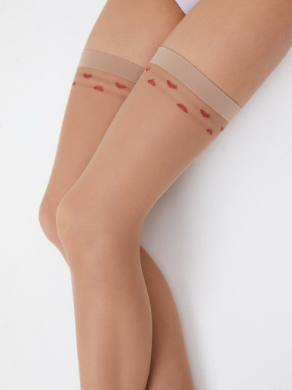 Чулки под пояс с сердечками женские