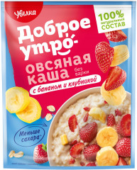 Каша овсяная с бананом и клубникой